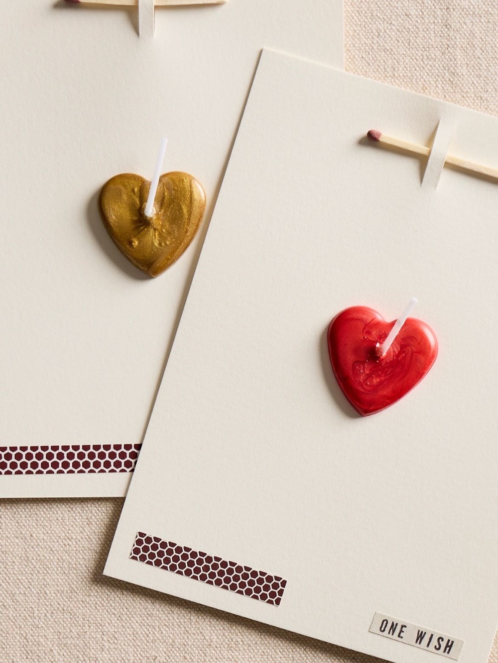 NWT Free People Wish Card Red/Gold Heart Candle One Wish